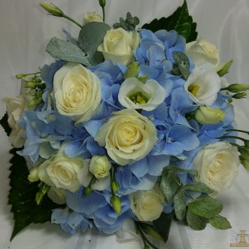 Hand tied Bridal Wedding bouquet of Avalanche roses, white Lisianthus - Wedding flowers by Rhiann. Stoke on Trent, Staffordshire